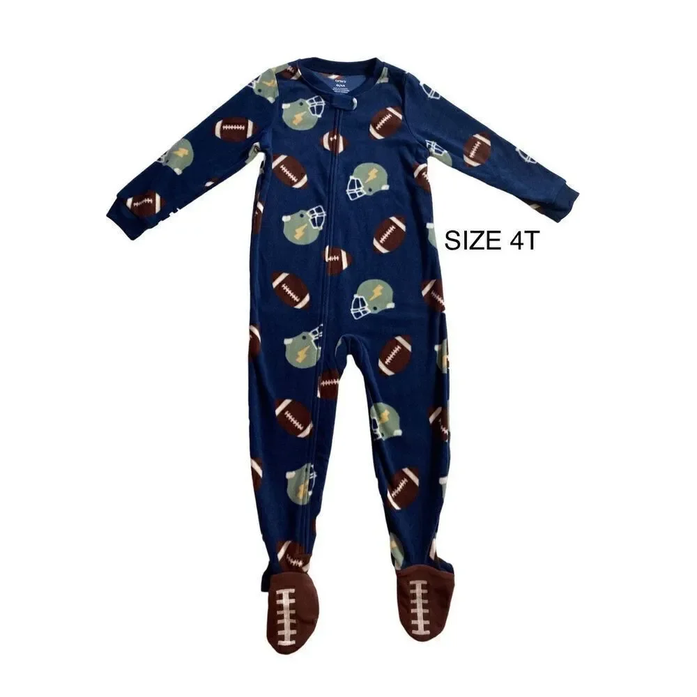 Carter's Boys 4T Football Fleece Footed Paiamas